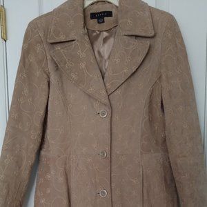 Static Embroidered Suede Car Coat Size Small